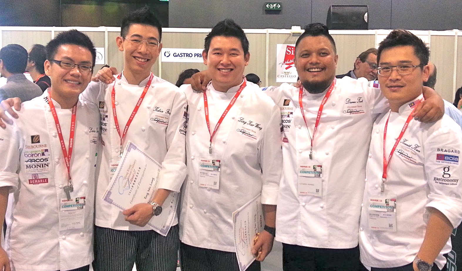 KDU's Award-Winning Chefs - From left: Levin Tung, Fong Wei Loong, Ling Kar Weng, Chef Darren Teoh and Chef Kenneth Kam (School of Hospitality, Tourism and Culinary Arts).
