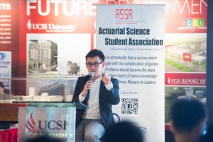 Ong Shze Yeong, Head of Actuarial at AXA Affin General Insurance Berhad was at UCSI University to discuss the general insurance industry in Malaysia and to share career insights in this emerging market.